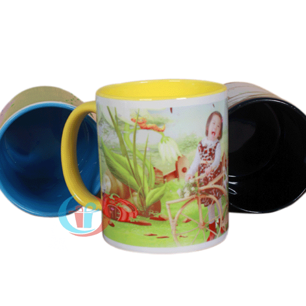 cốc sứ trắng quai c l&ograve;ng m&agrave;u